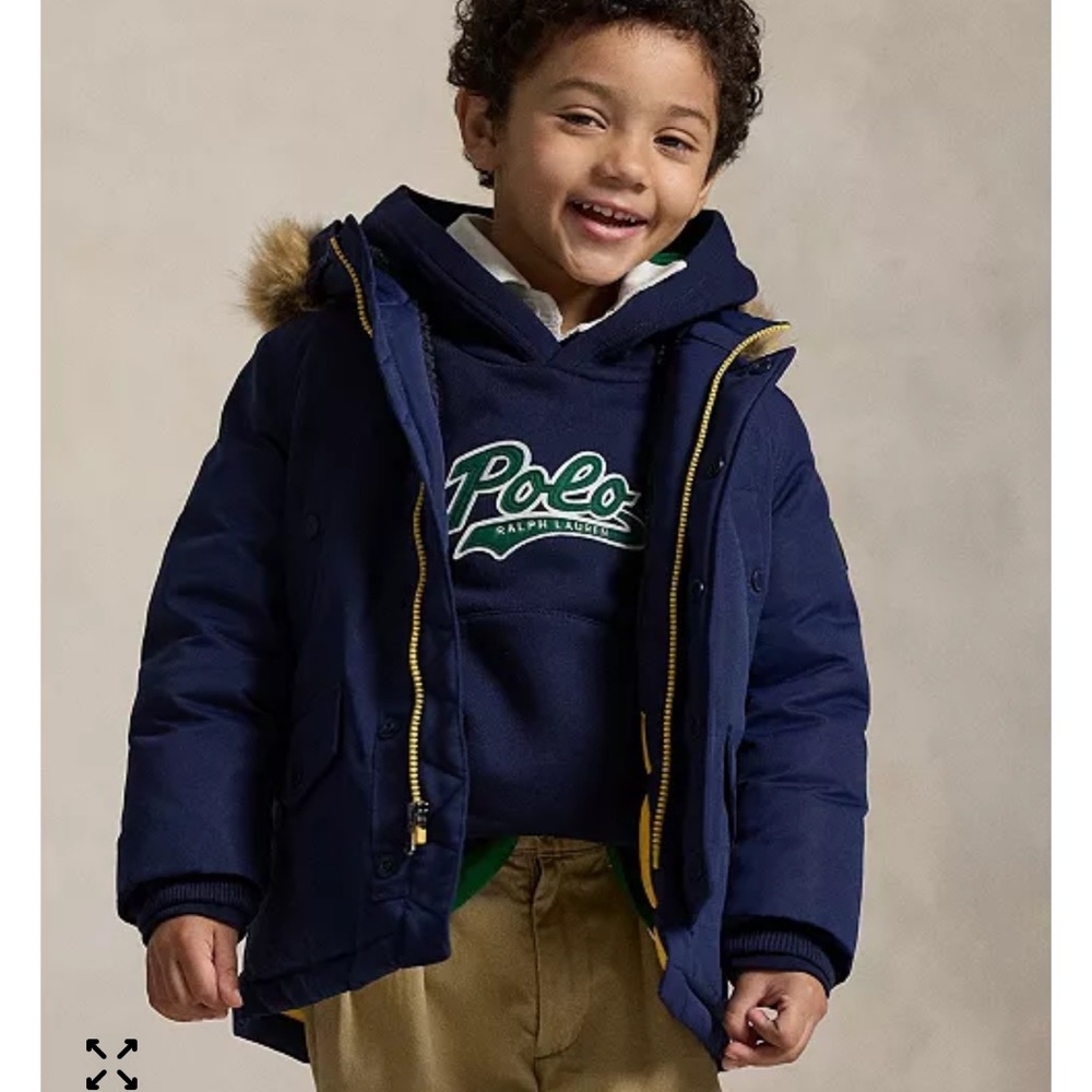 Polo by Ralph Lauren Blue Puffer Jacket with Faux Fur Hood - Picture 7 of 7
